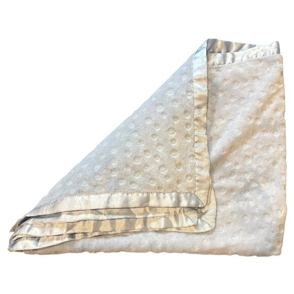Vintage Baby Connection Blue Minky Dot Plush Baby Blanket Satin Trim Back 28x38" - Picture 1 of 8